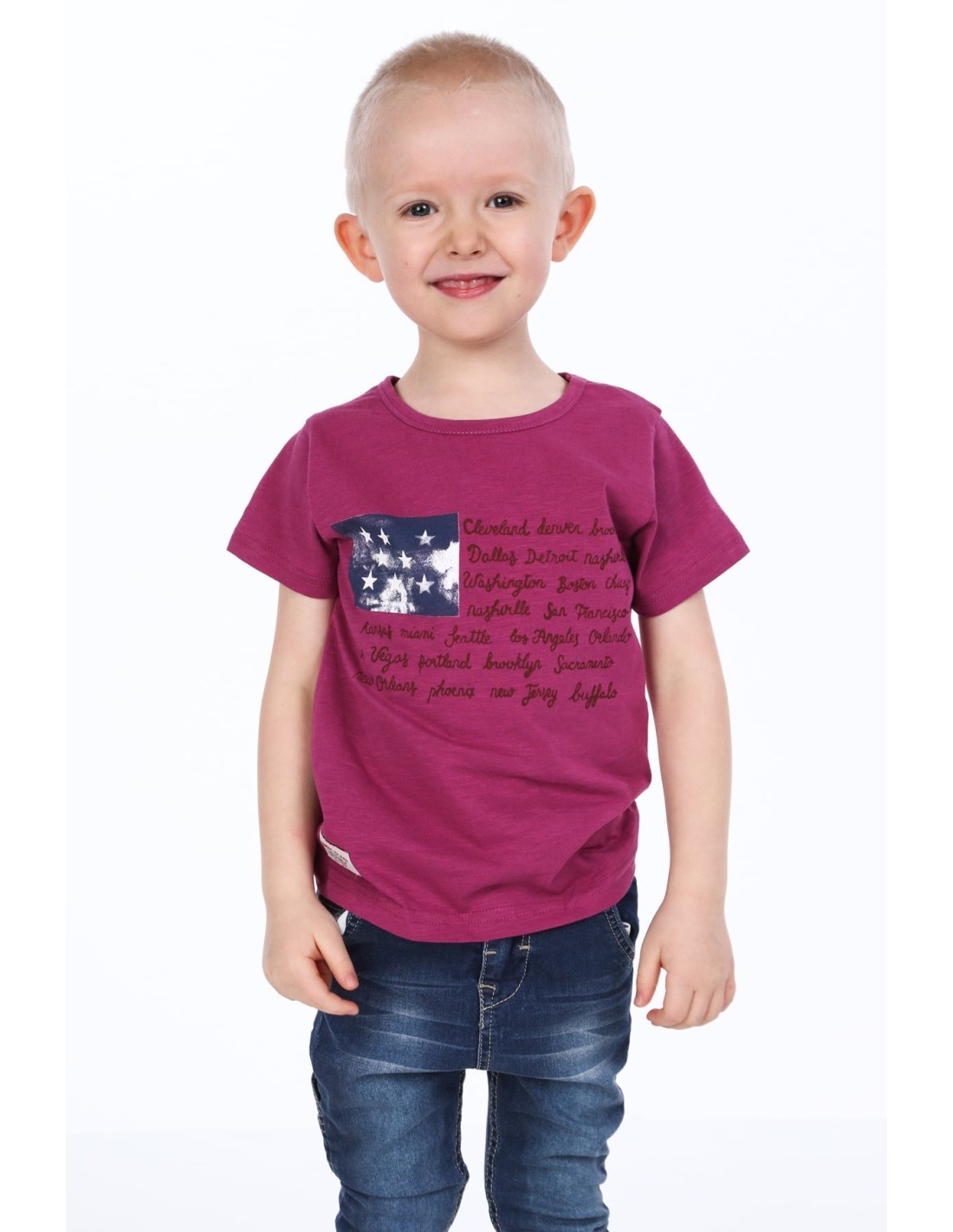 Boy\'s T-shirt with inscriptions, purple NDZ4446 - Online store - Boutique